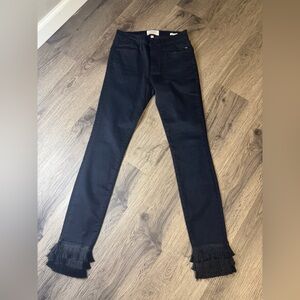 Frame Denim Black Fringe Hem Jeans